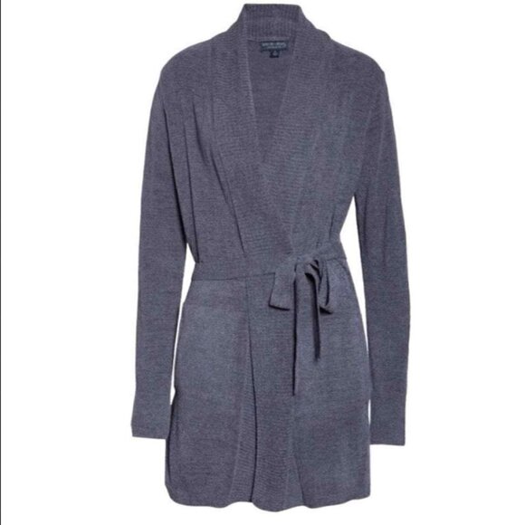 💕BAREFOOT DREAMS💕 CozyChic Drape Rib Cardigan Ultra Lite Pacific Blue L NWT - Picture 8 of 16